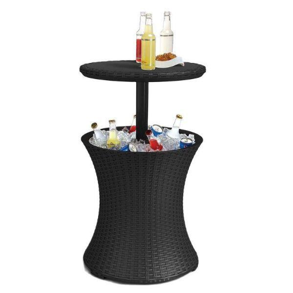 outdoor bar table with drinks cooler