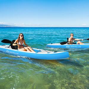10.8 ft. Blue Inflatable Kayak Set K1 1-Person Sit-On-Top Kayak with Oars
