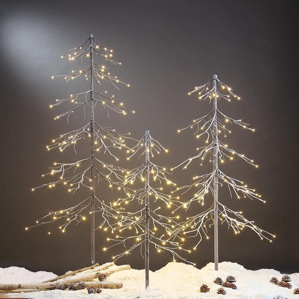 6-Foot White Fir Snow Tree with Warm LED Lights