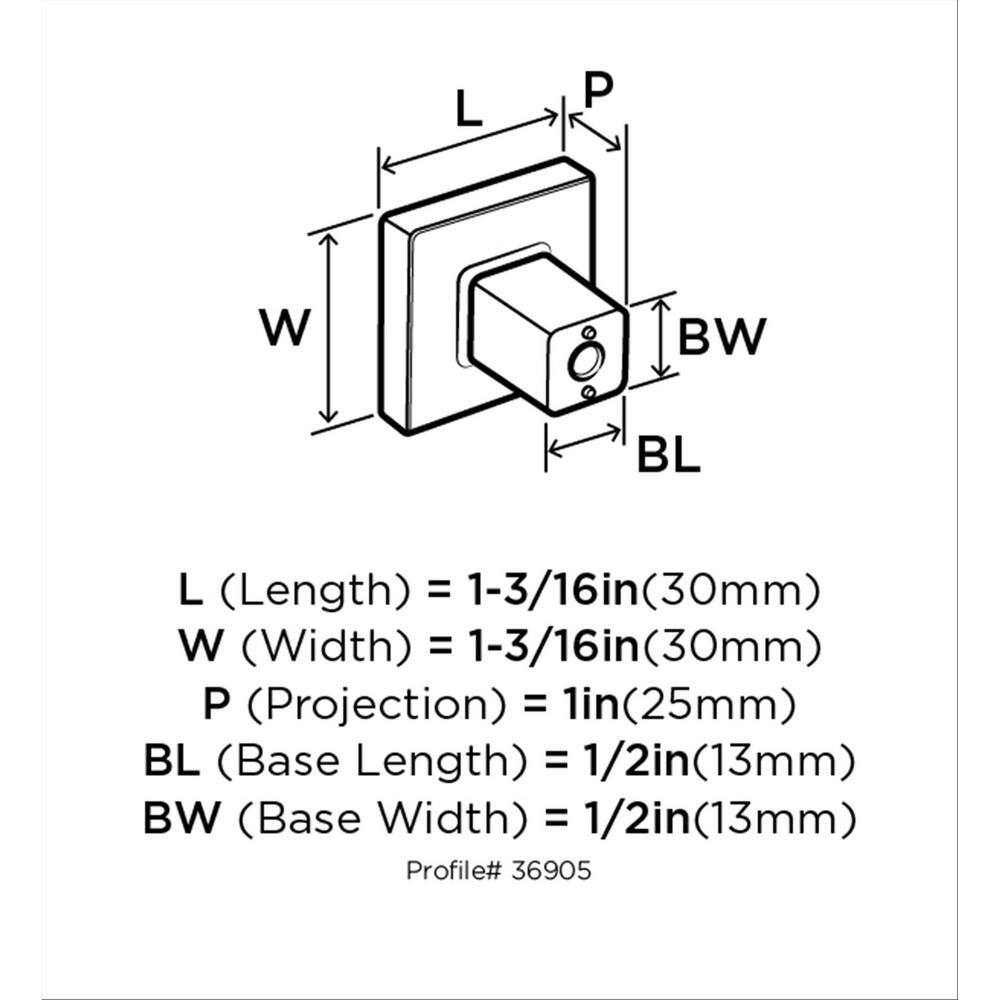 Polished Chrome Square Cabinet Knob with Mounting Hardware