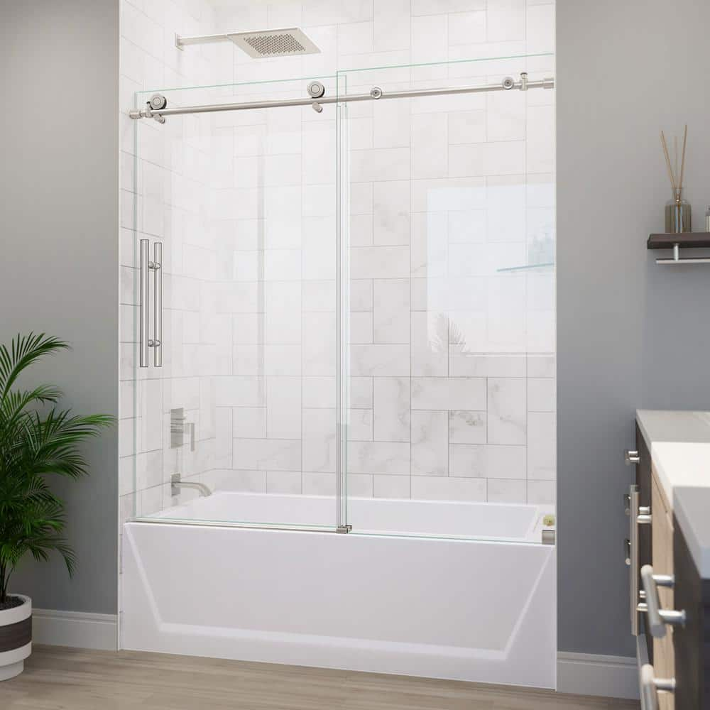 DreamLine Enigma-X 55-59 in. W x 62 in. H Clear Sliding Tub Door in ...