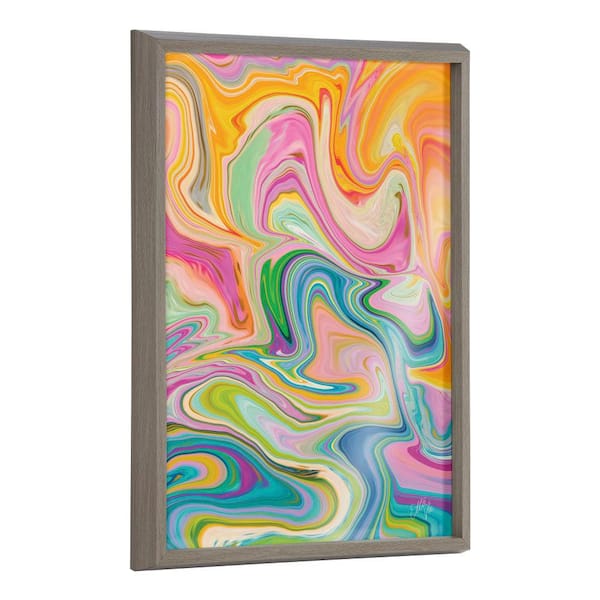 Kate and Laurel Blake Marble 27 by Jessi Raulet of Ettavee Framed Glass Art Print 18 in. x 24 in.
