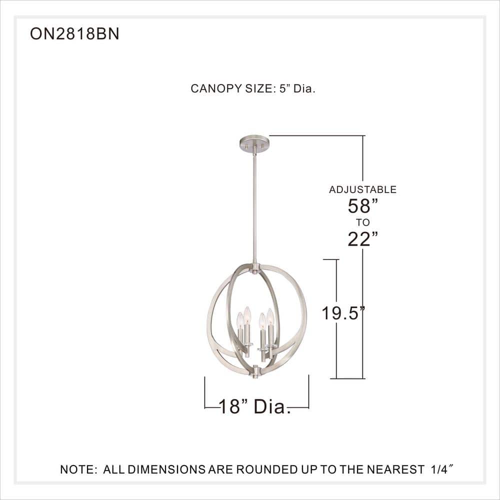Brushed Nickel 18" Globe Pendant Light with Glass Shade