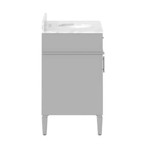 Hampton 36 in. W x 21.5 in. D x 35 in. H Single Sink Freestanding Bath Vanity in Gray with White Carrara Marble Top