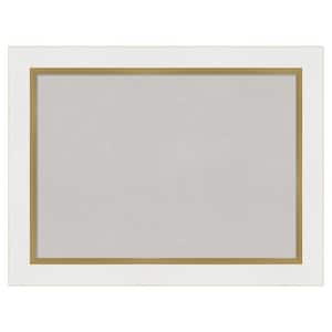 Eva White Gold Framed Grey Corkboard 33 in. x 25 in Bulletin Board Memo Board
