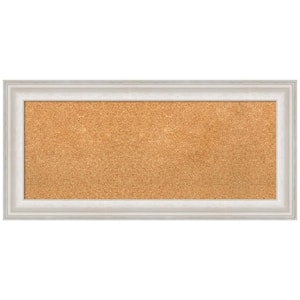 Trio White Wash Silver 34.38 in. x 16.38 in. Framed Corkboard Memo Board