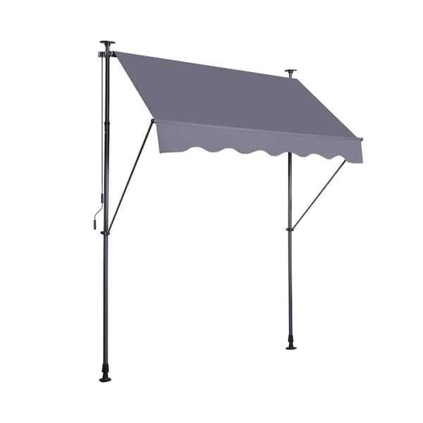 Anvil 10 ft. x 4 ft. Gray Adjustable Outdoor Canopy Manual Patio Retractable Awning Outdoor Sun Shade with UV Protection