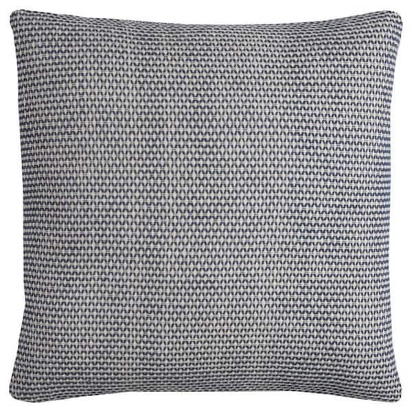 HomeRoots Indigo Solid Polyester 22 in. x 22 in. Throw Pillow