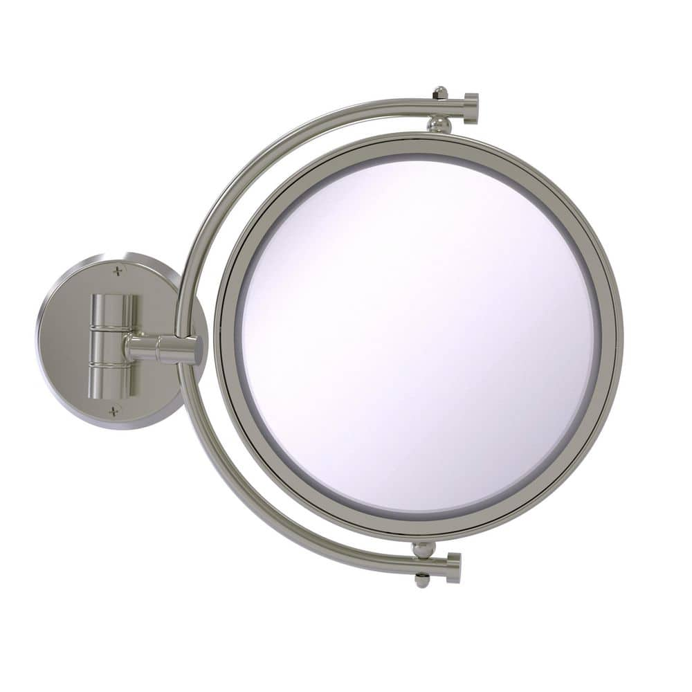 Allied Brass 8 in. x 10 in. Round Framed Wall Mounted Make-Up Mirror 3X Magnification in Satin Nickel