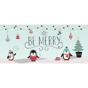 7 ft. x 16 ft. Merry Penguins-Christmas Garage Door Decor Mural for Double Car Garage