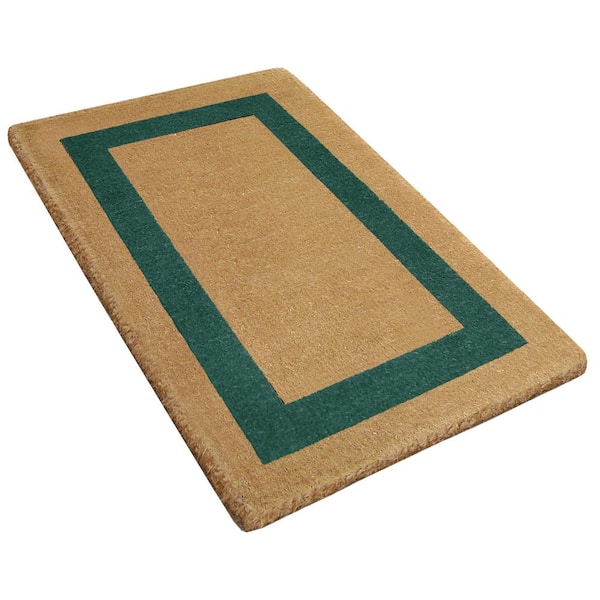 Heavy Duty Green 22 in. x 36 in. Coir Plain Single Picture Frame Indoor Outdoor Door Mat