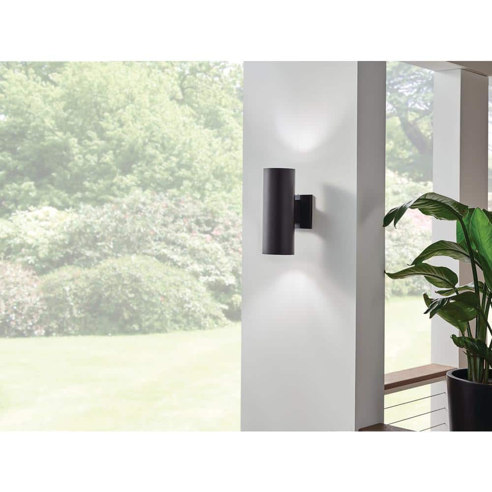 12" Black Aluminum Cylinder Outdoor Wall Sconce