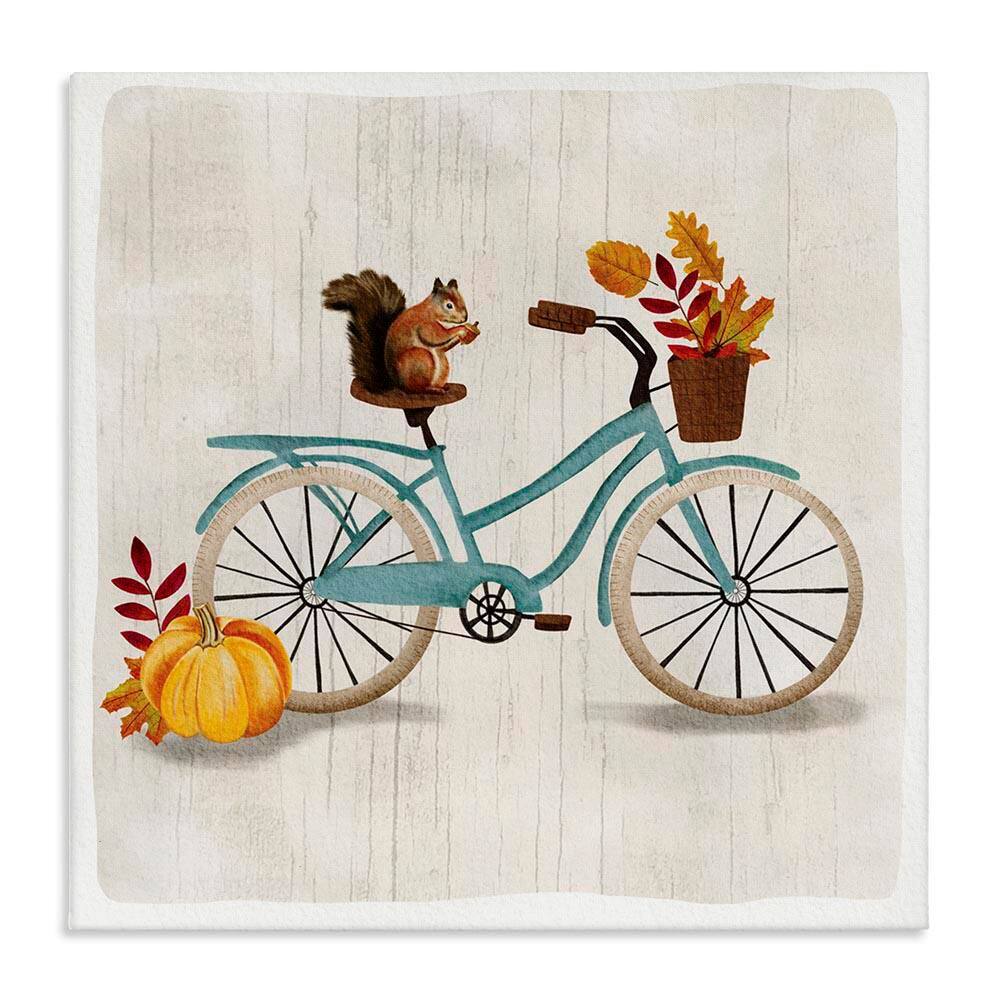 Squirrel on Autumnal Bicycle by Jackie Quigley Unframed Graphic Animal Art Print 36 in. x 36 in. price history on PriceWatchPro