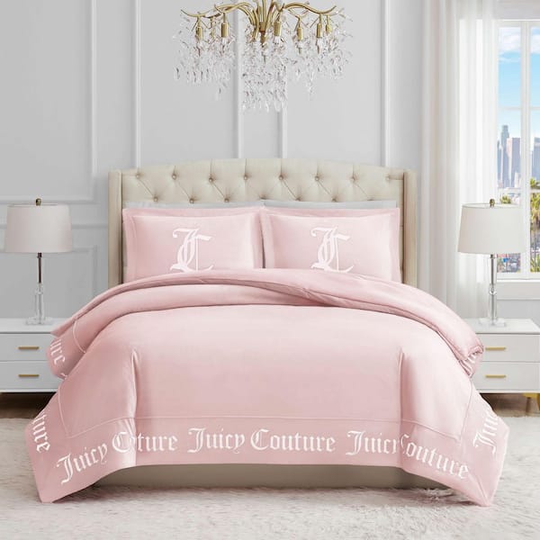 JUICY COUTURE Gothic Border 2-Piece Marshmellow Pink Twin Microfiber Comforter Set