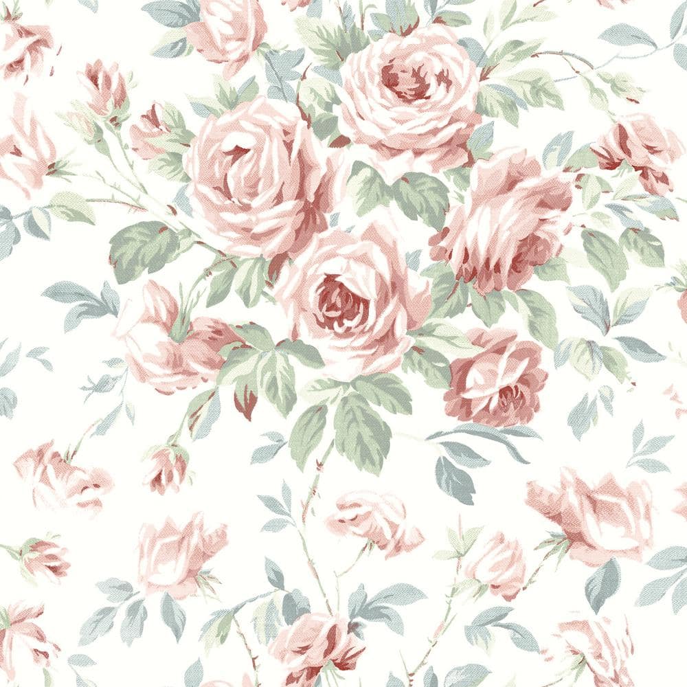 Manon Pink and Green Floral Pre-pasted Wallpaper