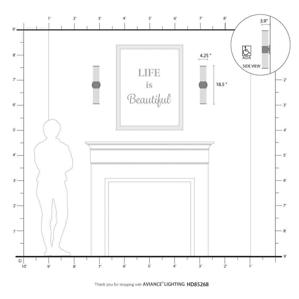 Crestmoor 18.5 in. 2-Light Satin Brass ADA Vanity Light with Satin Opal White Glass