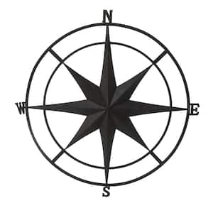 31 in. Black Wash Compass - Outdoor Wall Art