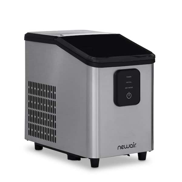 NewAir 26 lb. 7.3 in. W Mini Countertop Bullet Ice Maker in Stainless Steel Silver