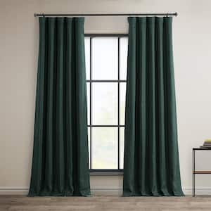 Focal Green Faux Linen Room Darkening Curtain - 50 in. W x 96 in. L (1 Panel)