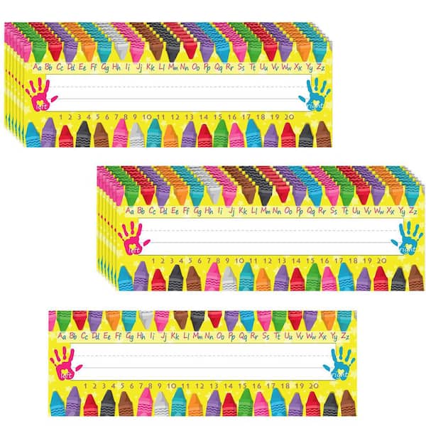 40 Pack Traditional Manuscript Classroom Name Plates Student Desk Tags with Adhesive Dots Crayon Style