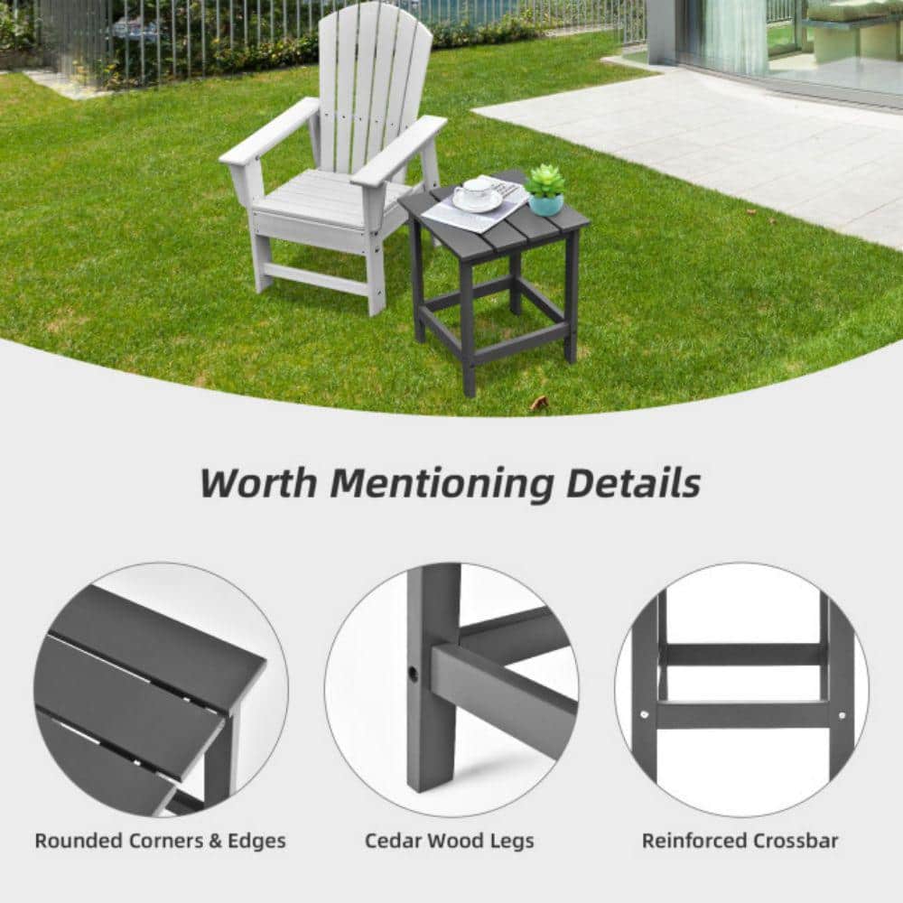 Gray Solid Fir Wood Square Outdoor Side Table