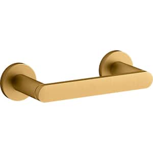 Composed Wall Mounted Pivoting Toilet Paper Holder in Vibrant Brushed Moderne Brass