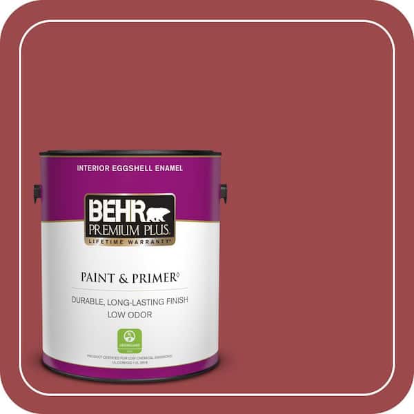 BEHR PREMIUM PLUS 1 gal. #ECC-10-3 Holly Berry Eggshell Enamel Low Odor Interior Paint & Primer