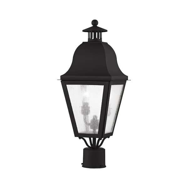 AVIANCE LIGHTING Yorktown 21 in. 2-Light Black Cast Brass Hardwired Outdoor Rust Resistant Post Light with No Bulbs Included