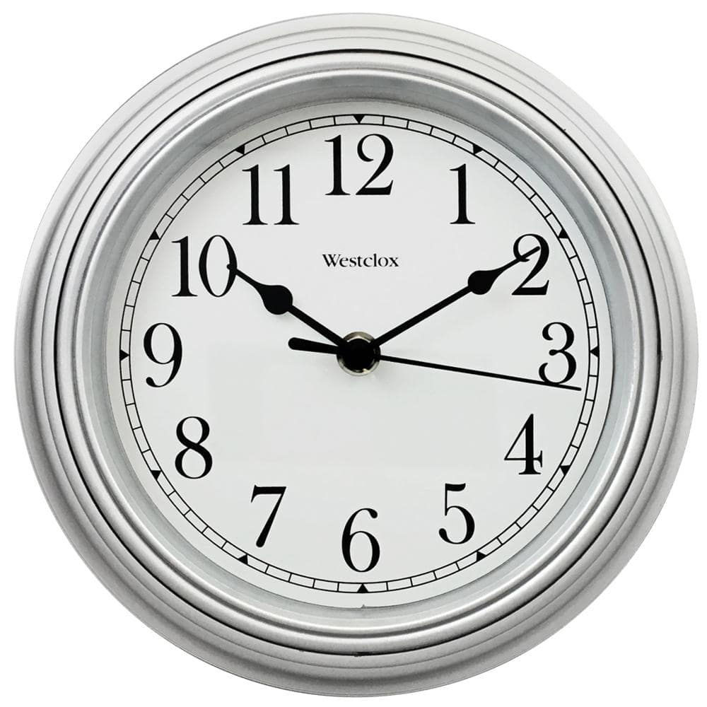 Westclox Silver Round Analog Wall Clock with Quartz Movement