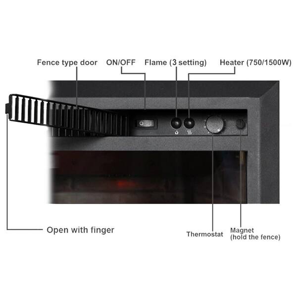 PuraFlame 33 in. W Electric Fireplace Insert with Fire Crackling Sound,  750/1500W, Black HM45D - The Home Depot