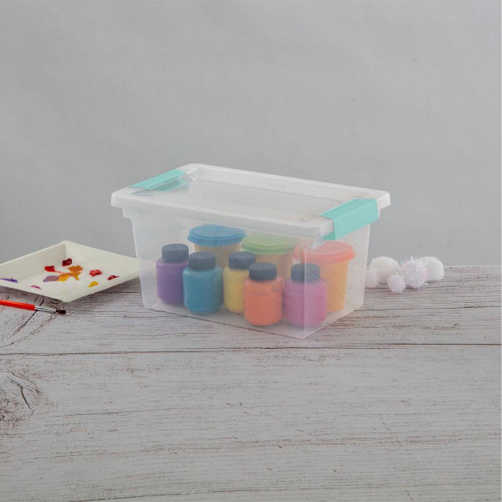 Clear and White 16 Quart Stackable Plastic Storage Drawers, Set of 18
