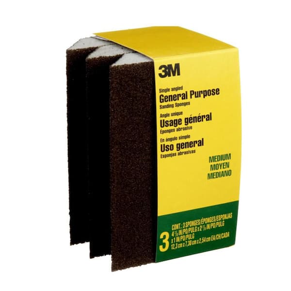 General Purpose Sanding Sponge 2 7/8 in. x 4-7/8 in. 80 Medium-Grit Single Angled (3-Pack)