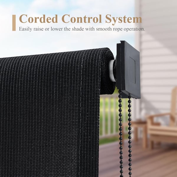 vicllax 7 ft. x 8 ft. Graphite Outdoor Roller Shade with Chain