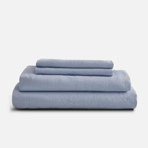 SIJO 4-Piece Sky French Linen King Sheet Set