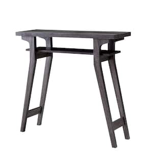 36 in. Distressed Gray Standard Rectangle Wood Console Table with Slanted Leg Support
