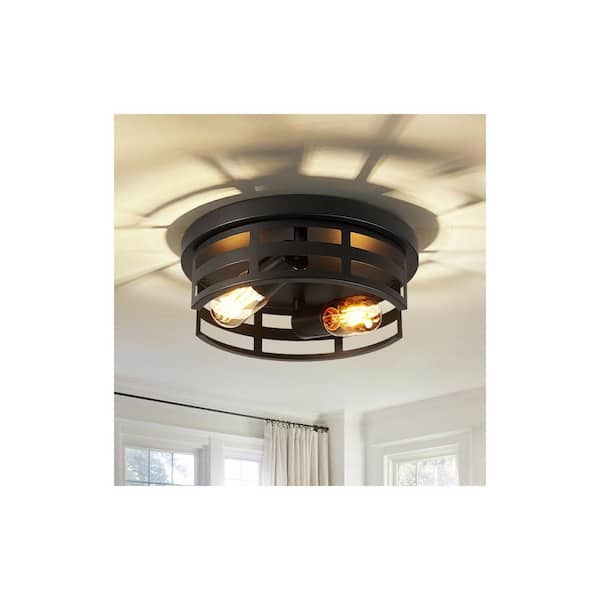 11 in. 2-Light Black Flush Mount Ceiling Light Fixture (2-Pack),Ceiling Mount Light for Hallway, Hall, Kitchen,Farmhouse