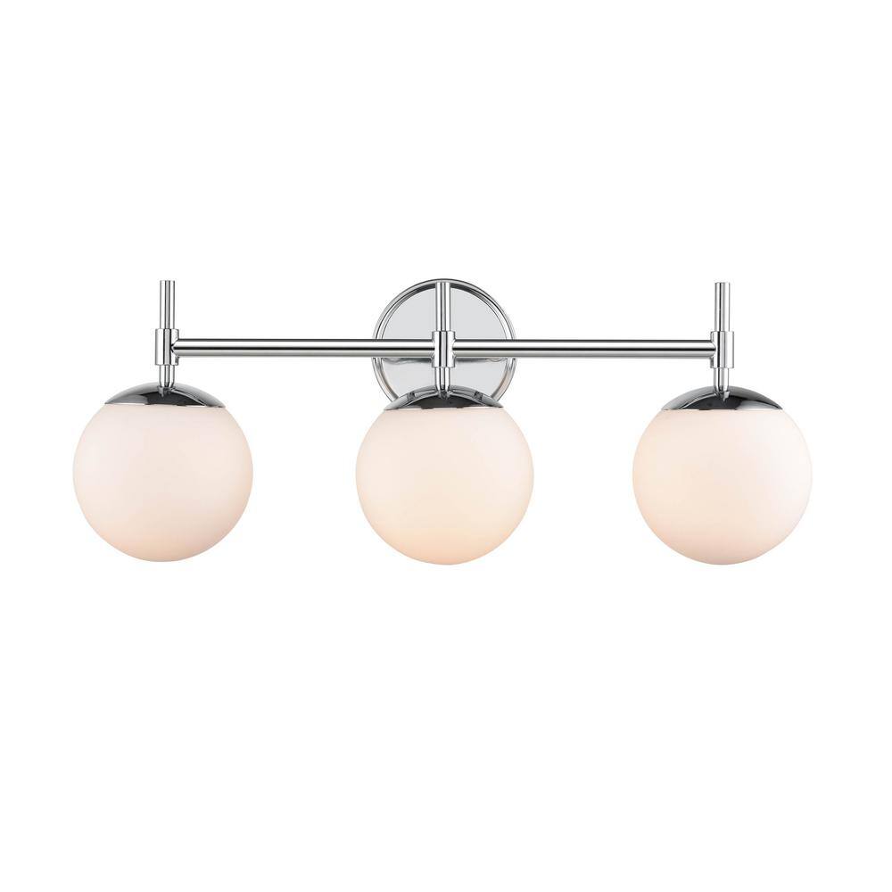 Chrome 3-Light Frosted Glass Globe Vanity Light