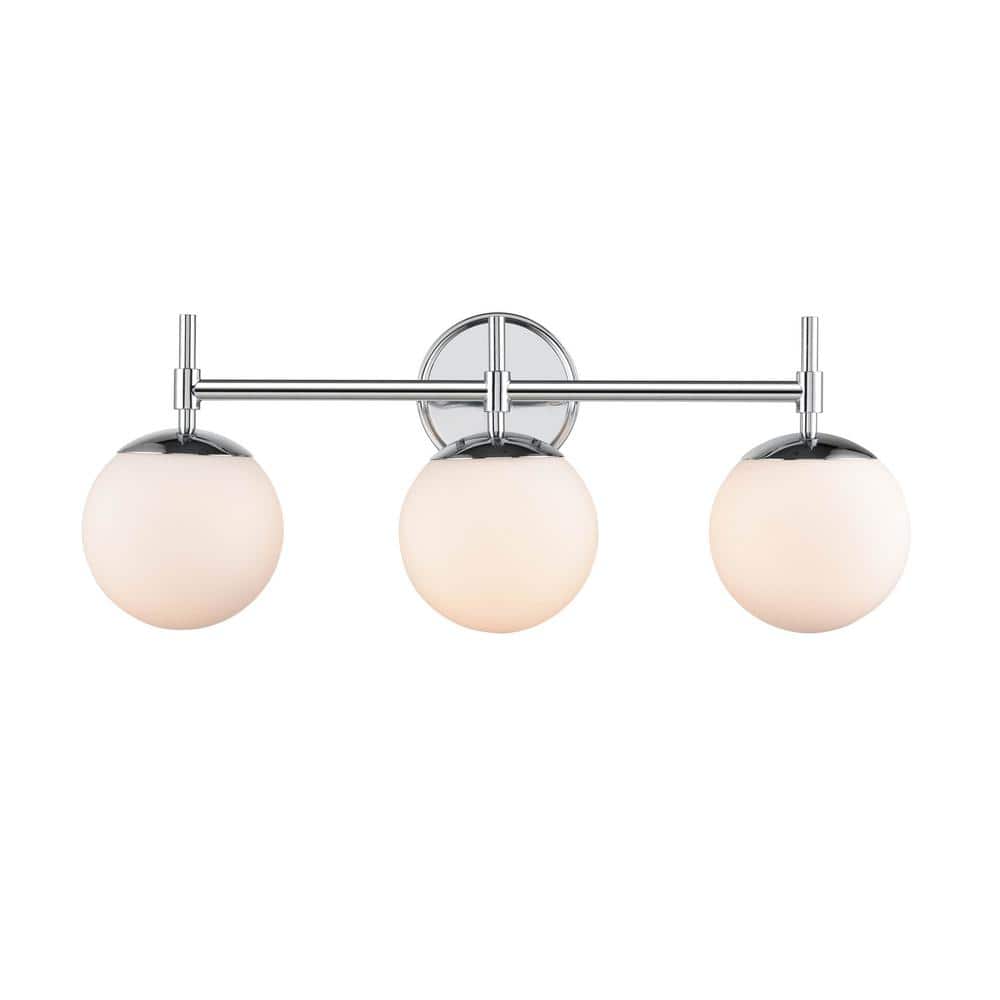 Chrome 3-Light Frosted Glass Globe Vanity Light
