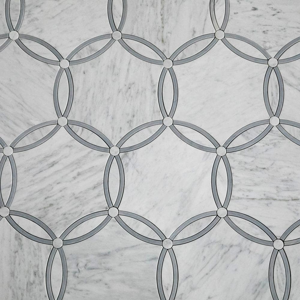 Ivy Hill Tile Meraki Carrara 4 in. x 0.39 in. Polished Marble Floor and ...