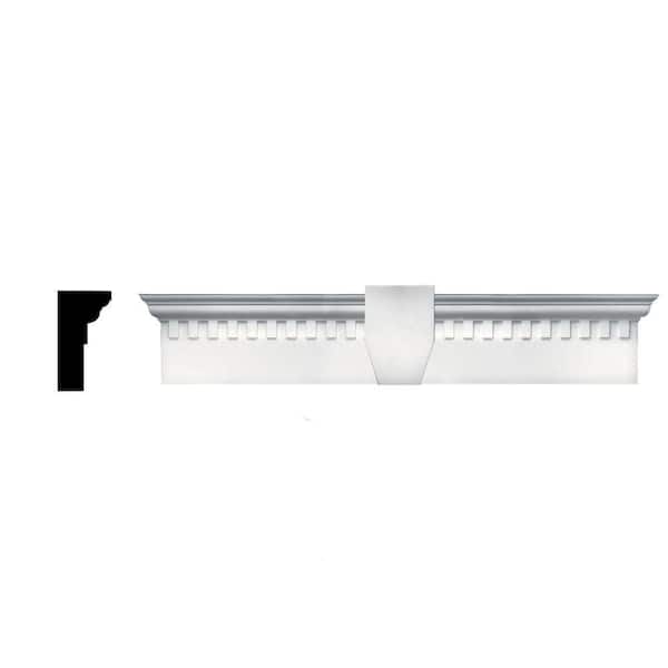 Builders Edge 6 in. x 33 5/8 in. Classic Dentil Window Header with Keystone in 117 Bright White