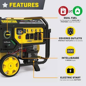 9375/7500-Watt Electric Start Gasoline and Propane Dual Fuel Portable Generator with CO Shield