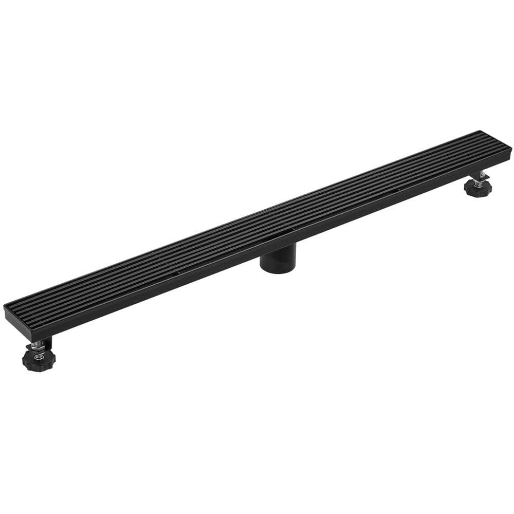 32'' Matte Black Stainless Steel Linear Shower Drain with Slot Pattern Cover