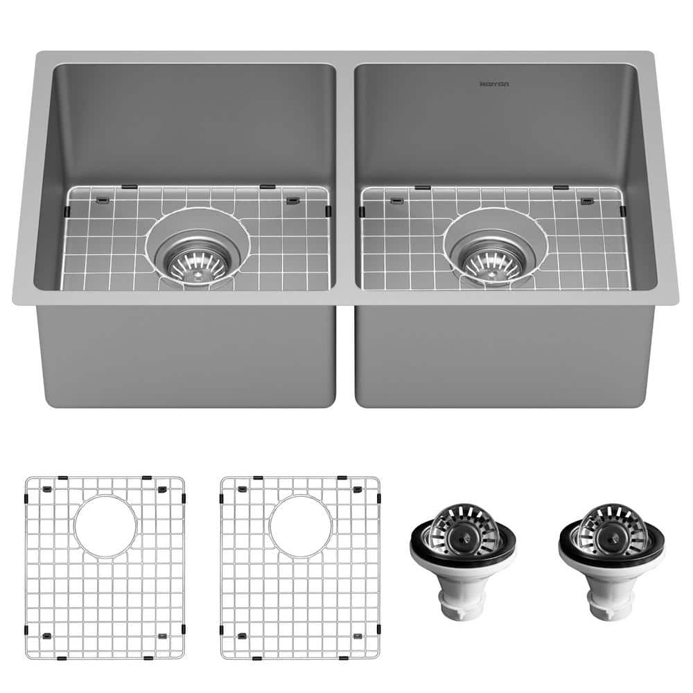 32" Stainless Steel Farmhouse Double Bowl Undermount Kitchen Sink
