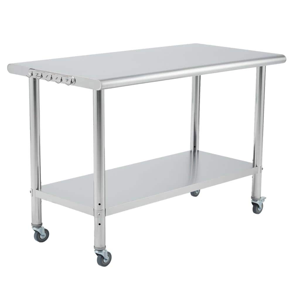 30 in. x 24 in. Stainless Steel Prep Table with Adjustable Undershelf, Backsplash and Wheels price history on PriceWatchPro
