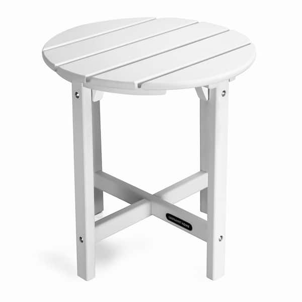 Jushua Round High Density Polystyrene Outdoor Adirondack Side Table in White