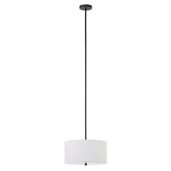 Meyer&Cross Ellis 1-Light Blackened Bronze Pendant with Fabric Shade