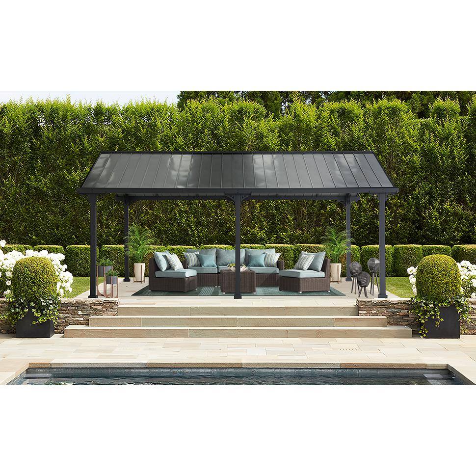 Gray Steel 12' x 20' Gable Roof Carport Pavilion