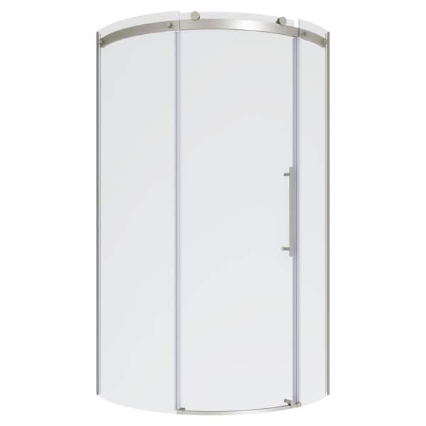 American Standard Ovation Curve 36 in. W x 72 in. H Sliding Frameless Curved Shower Door in Brushed Nickel