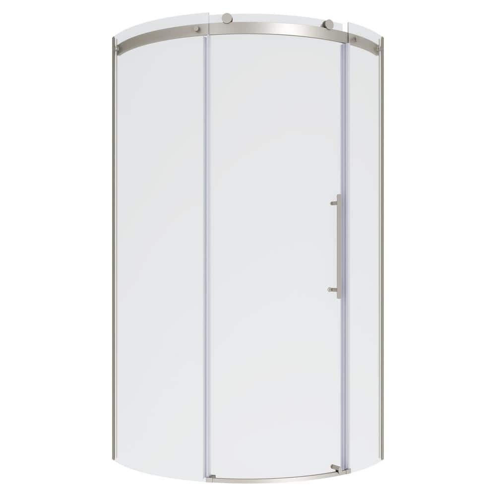 Ovation Curve 36 in. W x 72 in. H Round Sliding Semi Frameless Corner Shower Door in Brushed Nickel with clear Glass price history on PriceWatchPro
