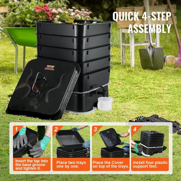 AOPSPS 5-Tray Worm Composter, 50 L Worm Compost Bin Outdoor